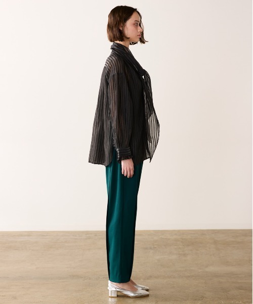 Marilyn Moon(マリリンムーン)の「sheer velour 2way tie shirt(シャツ/ブラウス・レディース・ブラック/グレー/グリーン・FREE)」の12枚目の写真