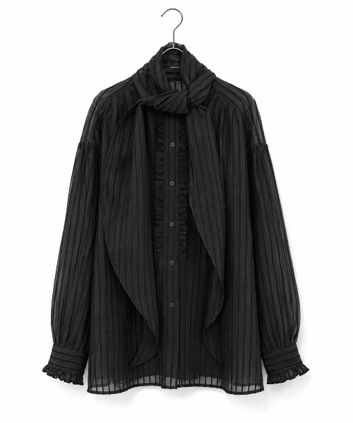 Marilyn Moon(マリリンムーン)の「sheer velour 2way tie shirt(シャツ/ブラウス・レディース・ブラック/グレー/グリーン・FREE)」の19枚目の写真