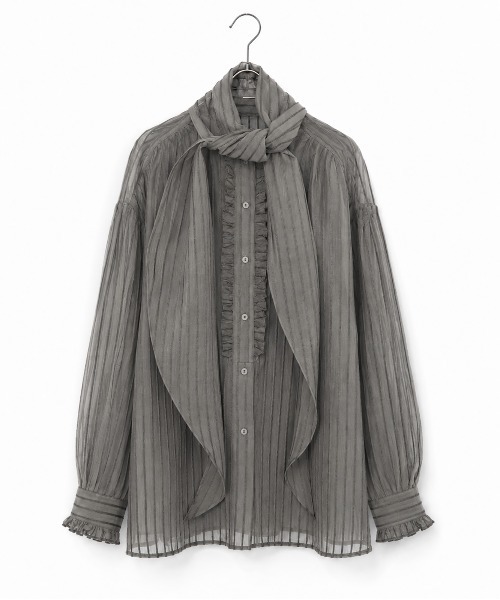 Marilyn Moon(マリリンムーン)の「sheer velour 2way tie shirt(シャツ/ブラウス・レディース・ブラック/グレー/グリーン・FREE)」の20枚目の写真