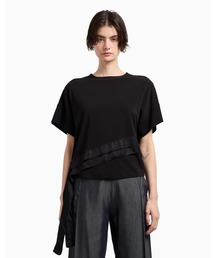 【エンポリオ アルマーニ】Polygon カプセルコレクション Tシャツ ストレッチビスコース ジャージー リボン