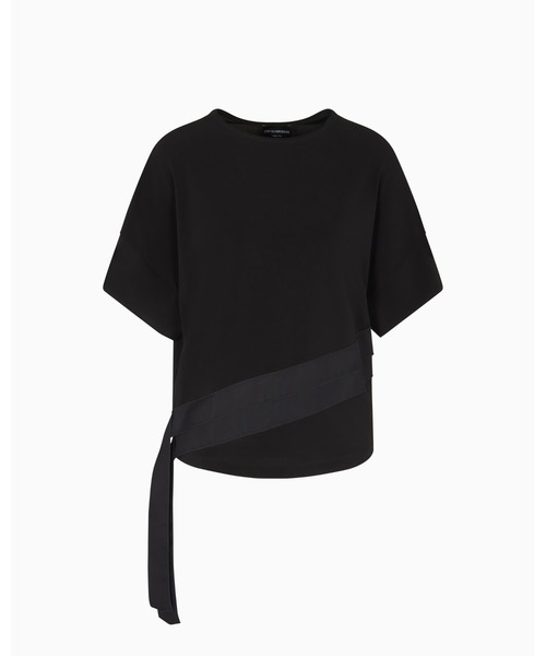 EMPORIO ARMANI(エンポリオアルマーニ)の「【エンポリオ アルマーニ】Polygon カプセルコレクション Tシャツ ストレッチビスコース ジャージー リボン(Tシャツ/カットソー・レディース・ブラック・SMALL/MEDIUM/LARGE)」の2枚目の写真