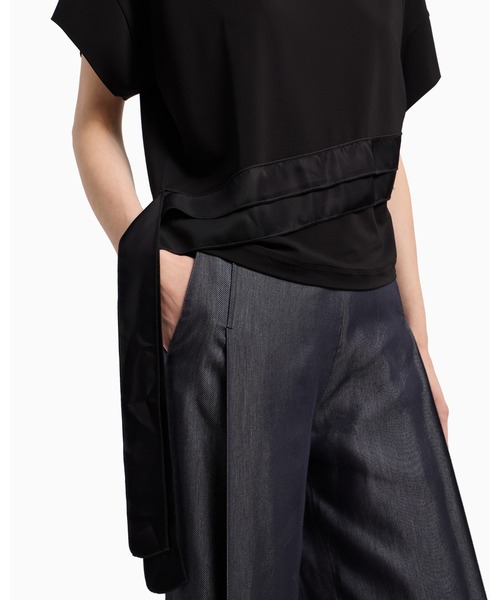 EMPORIO ARMANI(エンポリオアルマーニ)の「【エンポリオ アルマーニ】Polygon カプセルコレクション Tシャツ ストレッチビスコース ジャージー リボン(Tシャツ/カットソー・レディース・ブラック・SMALL/MEDIUM/LARGE)」の3枚目の写真