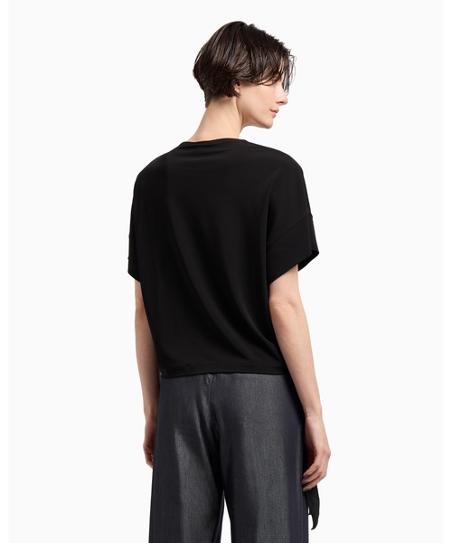 EMPORIO ARMANI(エンポリオアルマーニ)の「【エンポリオ アルマーニ】Polygon カプセルコレクション Tシャツ ストレッチビスコース ジャージー リボン(Tシャツ/カットソー・レディース・ブラック・SMALL/MEDIUM/LARGE)」の4枚目の写真