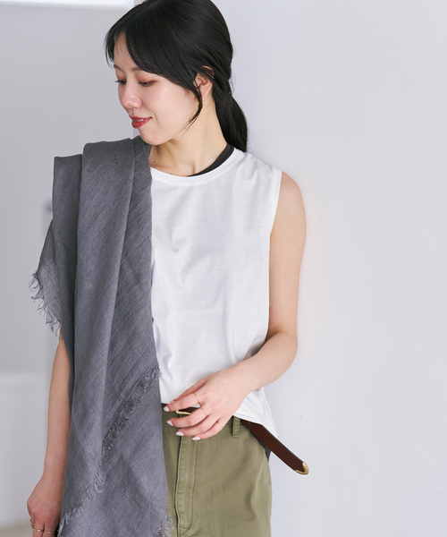 plage(プラージュ)の「Basic sleeveless T(Tシャツ/カットソー・レディース・ホワイト/ブラウン/ベージュ・FREE)」の1枚目の写真