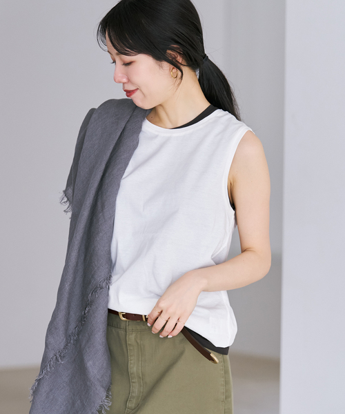 plage(プラージュ)の「Basic sleeveless T(Tシャツ/カットソー・レディース・ホワイト/ブラウン/ベージュ・FREE)」の11枚目の写真