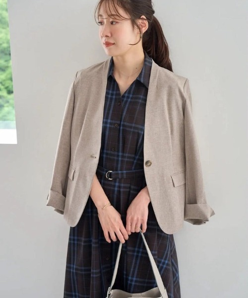 ROPE' PICNIC(ロペピクニック)の「ウエストタックチェックアソートワンピース/接触冷感・防シワ・リンクコーデ(ワンピース・レディース・ネイビー/ブルー系その他/ブルー系その他4・S/M/L)」の3枚目の写真