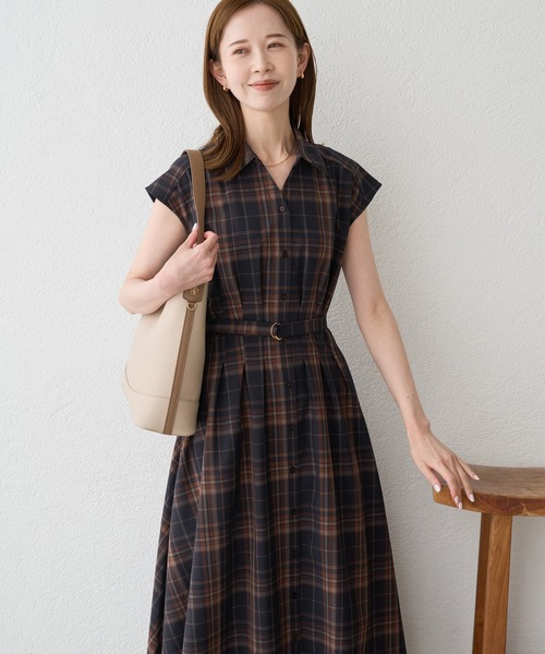 ROPE' PICNIC(ロペピクニック)の「ウエストタックチェックアソートワンピース/接触冷感・防シワ・リンクコーデ(ワンピース・レディース・ネイビー/ブルー系その他/ブルー系その他4・S/M/L)」の14枚目の写真