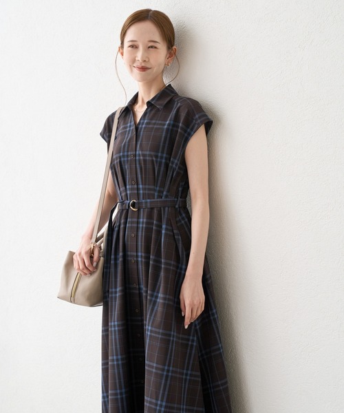 ROPE' PICNIC(ロペピクニック)の「ウエストタックチェックアソートワンピース/接触冷感・防シワ・リンクコーデ(ワンピース・レディース・ネイビー/ブルー系その他/ブルー系その他4・S/M/L)」の17枚目の写真