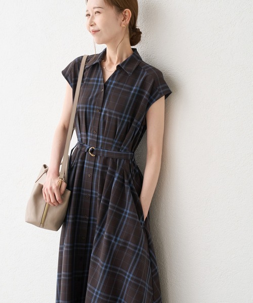 ROPE' PICNIC(ロペピクニック)の「ウエストタックチェックアソートワンピース/接触冷感・防シワ・リンクコーデ(ワンピース・レディース・ネイビー/ブルー系その他/ブルー系その他4・S/M/L)」の18枚目の写真