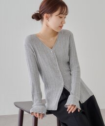 ピコ刺繍リブカーディガン