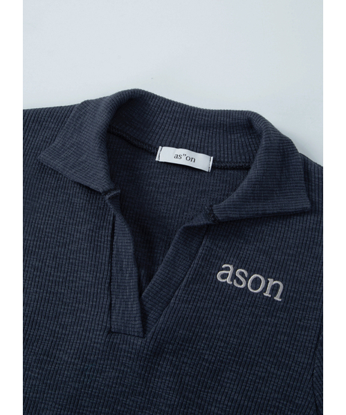 ASON（アズオン）の「IVY COLLAR LONG SLEEVE / NAVY（ポロシャツ・レディース・その他・FREE）」の5枚目の写真