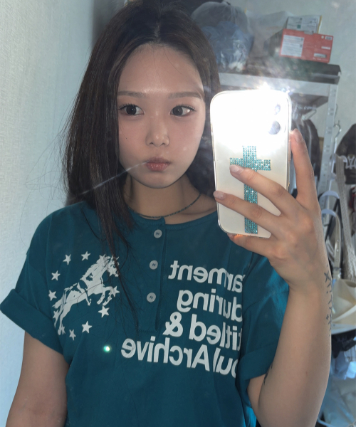 UNTITLED SEOUL（アンタイトル ソウル）の「ユニコーン ヘンリーネック クロップ 半袖 フル ブルー（Tシャツ/カットソー・レディース・その他・SMALL/MEDIUM）」の19枚目の写真