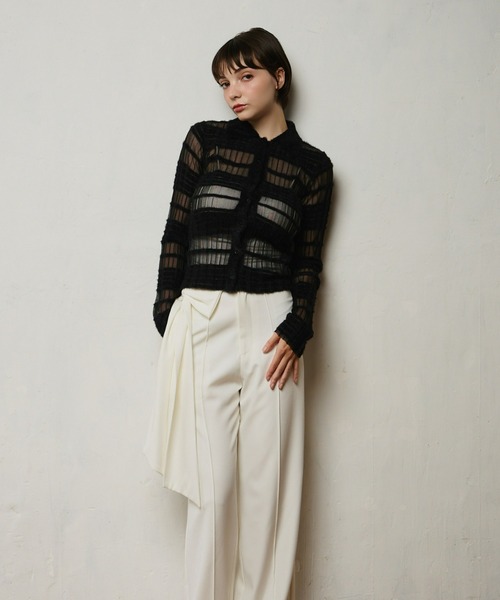 mic by Olu.（ミックバイオルドット）の「＜ ZOZOTOWN限定 ＞シアーフェザーポロニット（ニット/セーター・レディース・アイボリー/ブラック・FREE）」の9枚目の写真