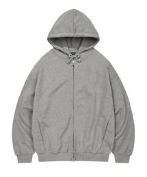 MINIMAL OVER FIT HOODIE ZIP-UP (MELANGE GRAY)