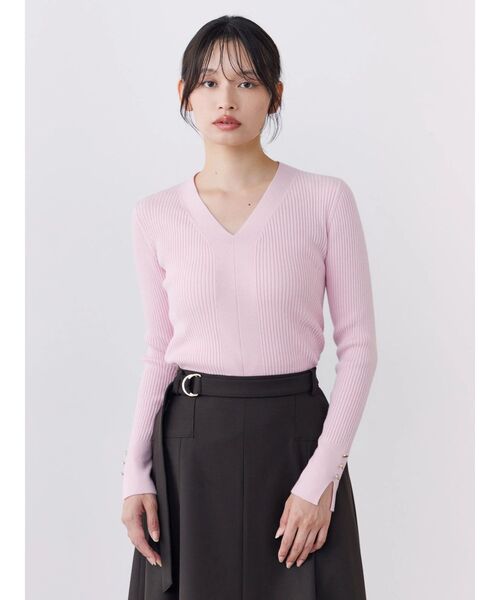TONAL(トーナル)の「ウォッシャブルウールVネックニット(ニット/セーター・レディース・ライトブルー/オフホワイト/ブラック/ピンク/グレー・MEDIUM)」の5枚目の写真
