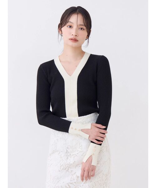 TONAL(トーナル)の「ウォッシャブルウールVネックニット(ニット/セーター・レディース・ライトブルー/オフホワイト/ブラック/ピンク/グレー・MEDIUM)」の12枚目の写真