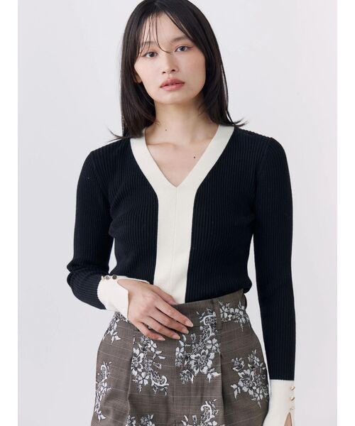 TONAL(トーナル)の「ウォッシャブルウールVネックニット(ニット/セーター・レディース・ライトブルー/オフホワイト/ブラック/ピンク/グレー・MEDIUM)」の14枚目の写真