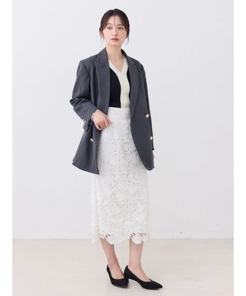 TONAL(トーナル)の「ウォッシャブルウールVネックニット(ニット/セーター・レディース・ライトブルー/オフホワイト/ブラック/ピンク/グレー・MEDIUM)」の16枚目の写真