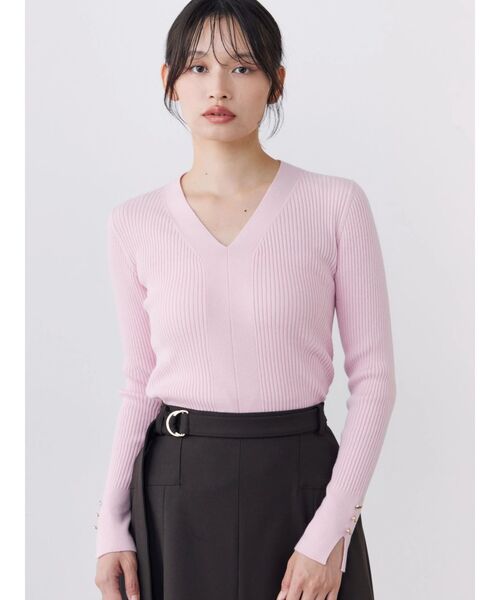TONAL(トーナル)の「ウォッシャブルウールVネックニット(ニット/セーター・レディース・ライトブルー/オフホワイト/ブラック/ピンク/グレー・MEDIUM)」の19枚目の写真