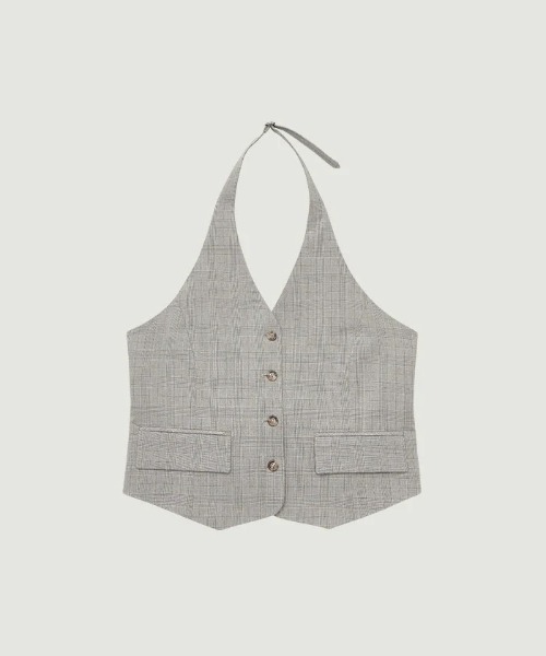 GRVRGROVE(グローブ)の「JANELL HALTER VEST(タンクトップ・レディース・Black/グレー・フリー)」の1枚目の写真