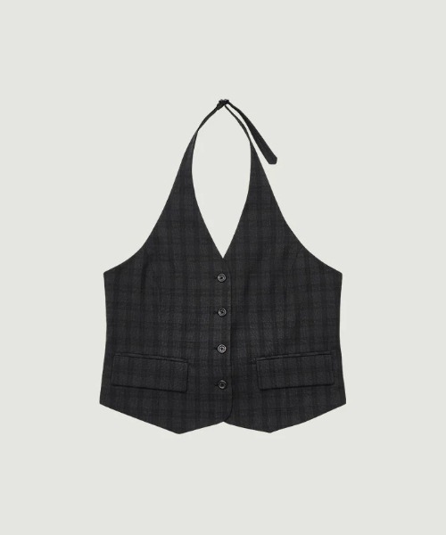 GRVRGROVE(グローブ)の「JANELL HALTER VEST(タンクトップ・レディース・Black/グレー・フリー)」の2枚目の写真