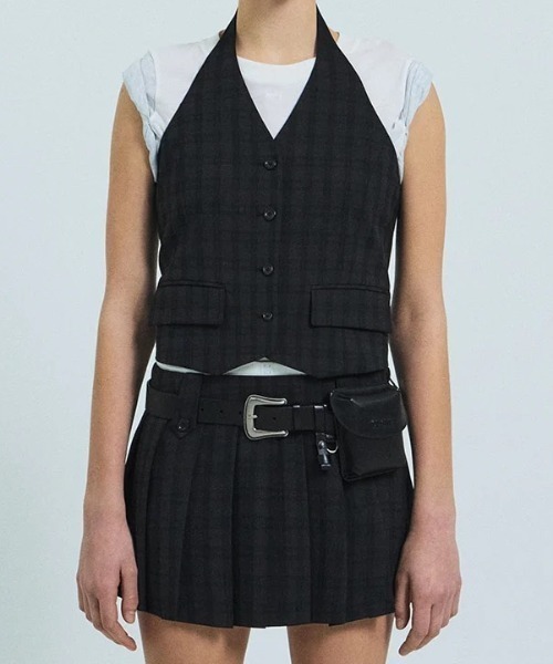 GRVRGROVE(グローブ)の「JANELL HALTER VEST(タンクトップ・レディース・Black/グレー・フリー)」の3枚目の写真