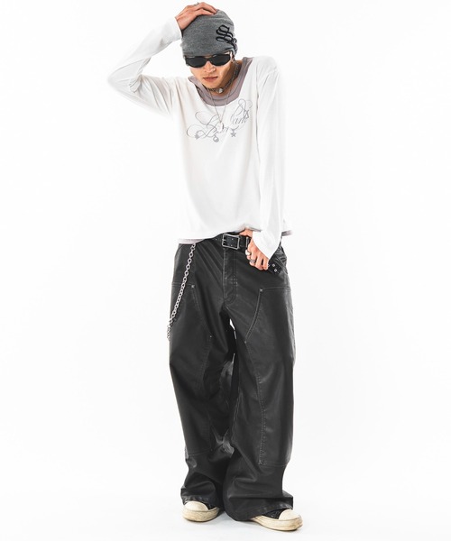 SHORT ROUND(ショートラウンド)の「SHORT ROUND/【26年秋冬新作】UネックレイヤードグラフィックT(LS)(Tシャツ/カットソー・メンズ・ホワイト系その他/ブラック系その他・LARGE/MEDIUM)」の17枚目の写真
