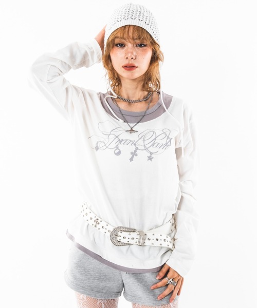 SHORT ROUND(ショートラウンド)の「SHORT ROUND/【26年秋冬新作】UネックレイヤードグラフィックT(LS)(Tシャツ/カットソー・メンズ・ホワイト系その他/ブラック系その他・LARGE/MEDIUM)」の18枚目の写真