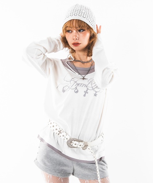 SHORT ROUND(ショートラウンド)の「SHORT ROUND/【26年秋冬新作】UネックレイヤードグラフィックT(LS)(Tシャツ/カットソー・メンズ・ホワイト系その他/ブラック系その他・LARGE/MEDIUM)」の11枚目の写真