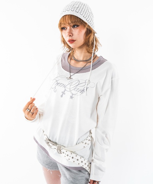 SHORT ROUND(ショートラウンド)の「SHORT ROUND/【26年秋冬新作】UネックレイヤードグラフィックT(LS)(Tシャツ/カットソー・メンズ・ホワイト系その他/ブラック系その他・LARGE/MEDIUM)」の12枚目の写真