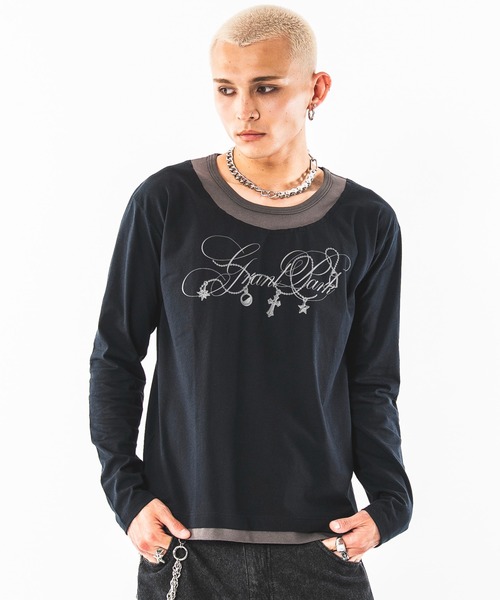 SHORT ROUND(ショートラウンド)の「SHORT ROUND/【26年秋冬新作】UネックレイヤードグラフィックT(LS)(Tシャツ/カットソー・メンズ・ホワイト系その他/ブラック系その他・LARGE/MEDIUM)」の5枚目の写真