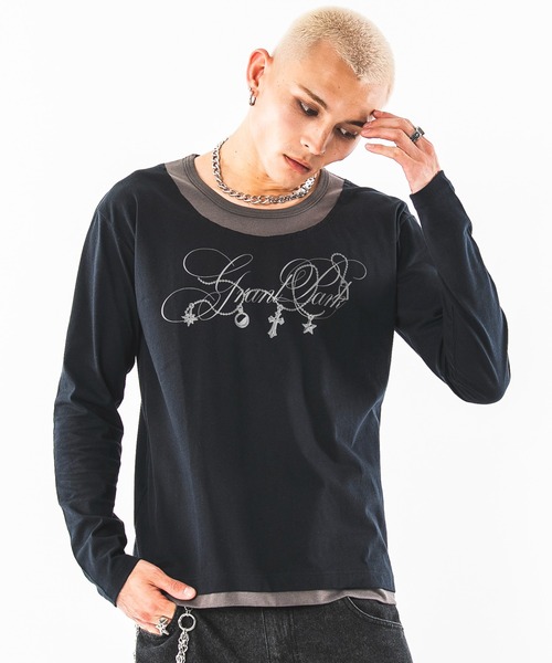 SHORT ROUND(ショートラウンド)の「SHORT ROUND/【26年秋冬新作】UネックレイヤードグラフィックT(LS)(Tシャツ/カットソー・メンズ・ホワイト系その他/ブラック系その他・LARGE/MEDIUM)」の6枚目の写真