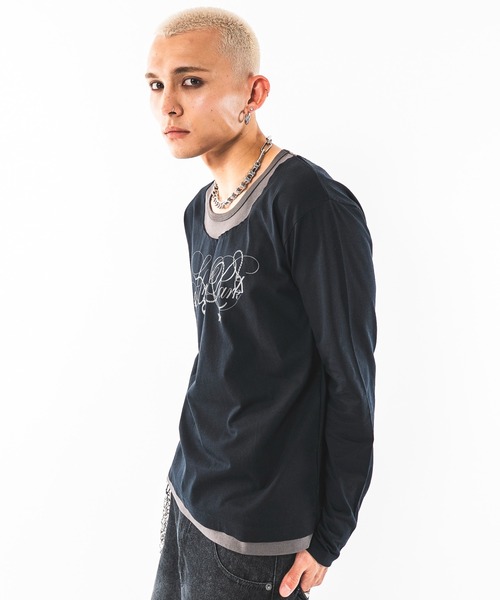SHORT ROUND(ショートラウンド)の「SHORT ROUND/【26年秋冬新作】UネックレイヤードグラフィックT(LS)(Tシャツ/カットソー・メンズ・ホワイト系その他/ブラック系その他・LARGE/MEDIUM)」の7枚目の写真