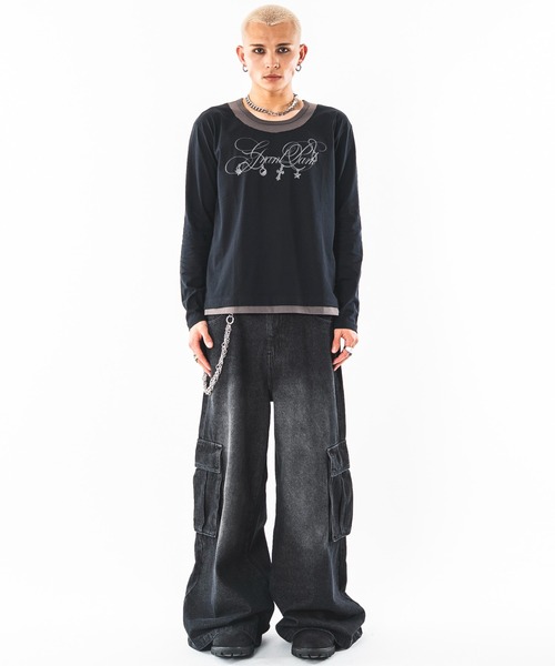 SHORT ROUND(ショートラウンド)の「SHORT ROUND/【26年秋冬新作】UネックレイヤードグラフィックT(LS)(Tシャツ/カットソー・メンズ・ホワイト系その他/ブラック系その他・LARGE/MEDIUM)」の10枚目の写真