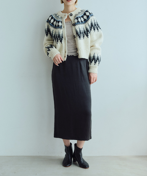 IENA LA BOUCLE（イエナラブークル）の「IENA LA BOUCLE ノルディックハンドニットカーディガン（カーディガン/ボレロ・レディース・ライトグレー/ホワイト×ホワイト・FREE）」の4枚目の写真
