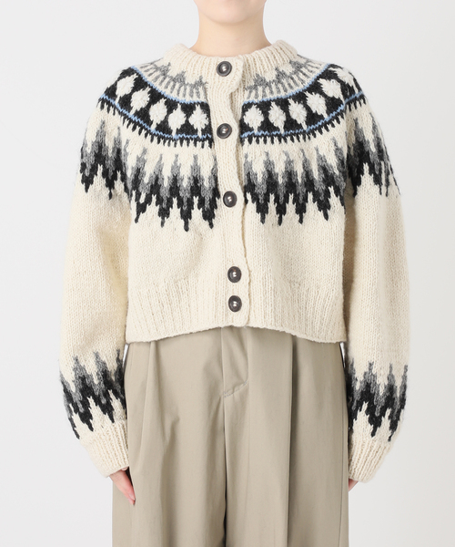 IENA LA BOUCLE（イエナラブークル）の「IENA LA BOUCLE ノルディックハンドニットカーディガン（カーディガン/ボレロ・レディース・ライトグレー/ホワイト×ホワイト・FREE）」の15枚目の写真
