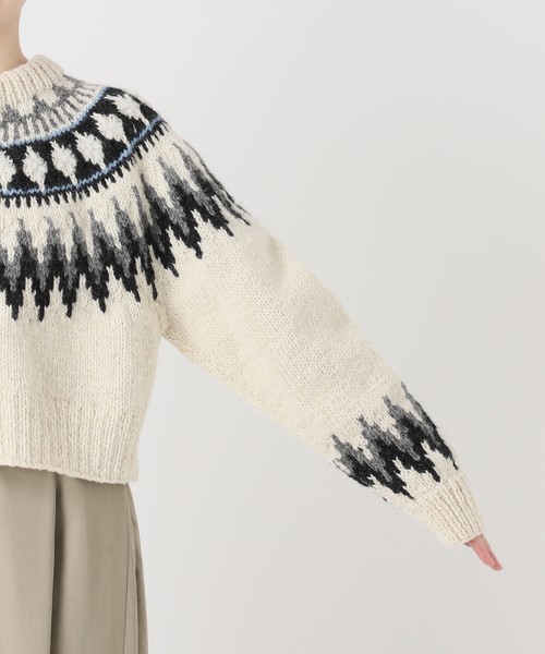 IENA LA BOUCLE（イエナラブークル）の「IENA LA BOUCLE ノルディックハンドニットカーディガン（カーディガン/ボレロ・レディース・ライトグレー/ホワイト×ホワイト・FREE）」の19枚目の写真