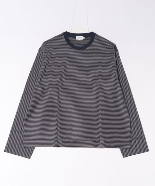 Bshop(ビショップ)の「handvaerk | 60/2 コットン クルーネック長袖Tシャツ STRIPE MEN(Tシャツ/カットソー・メンズ・ブラック系その他/ブルー系その他5・M/L/S)」の2枚目の写真