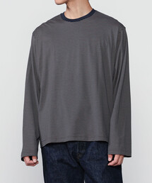 handvaerk | handvaerk | 60/2 コットン クルーネック長袖Tシャツ STRIPE MEN(Tシャツ/カットソー)