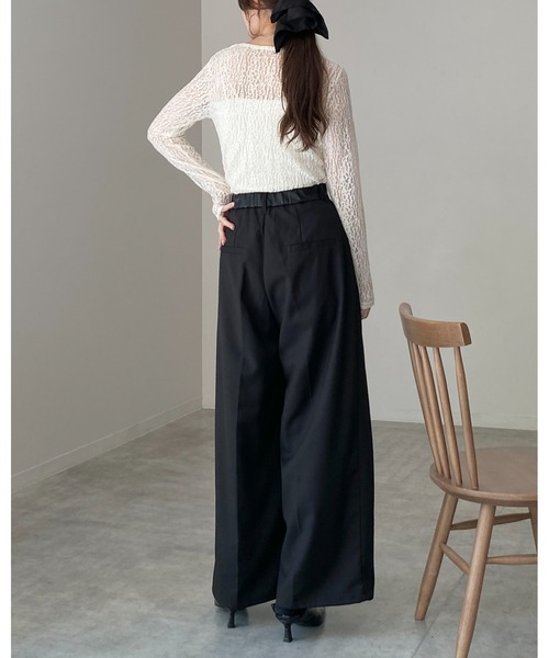 She's Closet(シーズクローゼット)の「長袖 クルーネック レース シアートップス ロングTシャツ(Tシャツ/カットソー・レディース・ブラック/ホワイト/アイボリー・FREE)」の17枚目の写真