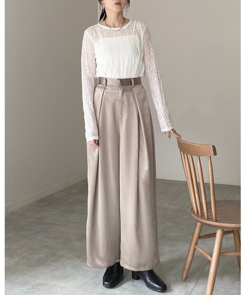 She's Closet(シーズクローゼット)の「長袖 クルーネック レース シアートップス ロングTシャツ(Tシャツ/カットソー・レディース・ブラック/ホワイト/アイボリー・FREE)」の11枚目の写真