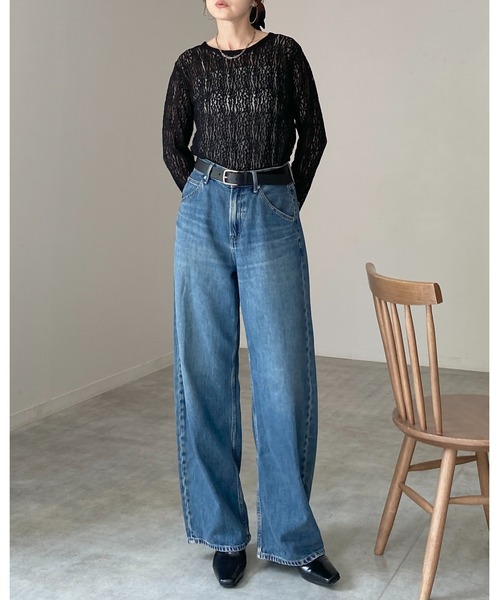 She's Closet(シーズクローゼット)の「長袖 クルーネック レース シアートップス ロングTシャツ(Tシャツ/カットソー・レディース・ブラック/ホワイト/アイボリー・FREE)」の13枚目の写真
