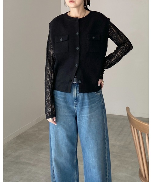 She's Closet(シーズクローゼット)の「長袖 クルーネック レース シアートップス ロングTシャツ(Tシャツ/カットソー・レディース・ブラック/ホワイト/アイボリー・FREE)」の14枚目の写真