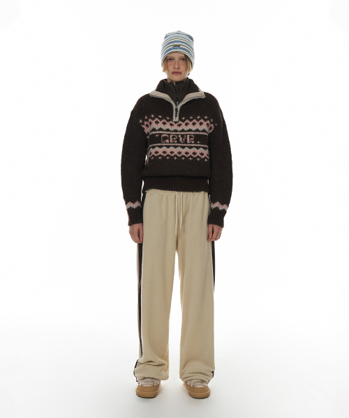 grove（グローブ）の「GRVR NORDIC HALF ZIP-UP KNIT_BROWN（パーカー・レディース・その他・FREE）」の3枚目の写真