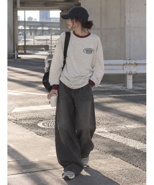 UNDERWRAPS(アンダーラップス)の「選べるデザイン 前後ロゴプリント 配色カラー ロンT 長袖Tシャツ(Tシャツ/カットソー・レディース・I/H/B/A/G/F/E/D/C・M/L)」の2枚目の写真