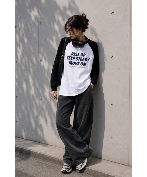 UNDERWRAPS(アンダーラップス)の「選べるデザイン 前後ロゴプリント 配色カラー ロンT 長袖Tシャツ(Tシャツ/カットソー・レディース・I/H/B/A/G/F/E/D/C・M/L)」の4枚目の写真