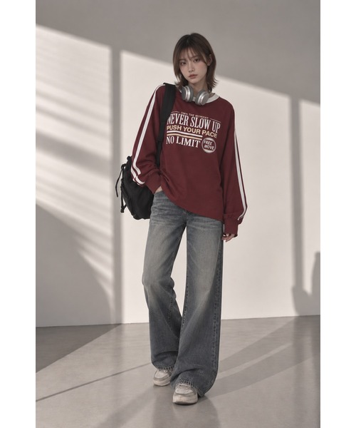 UNDERWRAPS(アンダーラップス)の「選べるデザイン 前後ロゴプリント 配色カラー ロンT 長袖Tシャツ(Tシャツ/カットソー・レディース・I/H/B/A/G/F/E/D/C・M/L)」の9枚目の写真