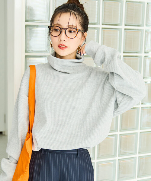 FREAK'S STORE(フリークスストア)の「限定展開 ヘビー ワッフル タートルネック チュニック プルオーバー(Tシャツ/カットソー・レディース・チャコール/グレー/ベージュ/オフホワイト/ブラウン/オリーブ・フリ-)」の3枚目の写真