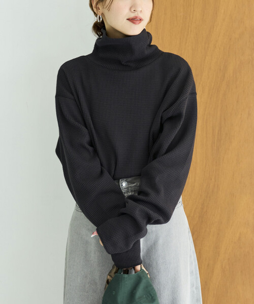 FREAK'S STORE(フリークスストア)の「限定展開 ヘビー ワッフル タートルネック チュニック プルオーバー(Tシャツ/カットソー・レディース・チャコール/グレー/ベージュ/オフホワイト/ブラウン/オリーブ・フリ-)」の20枚目の写真