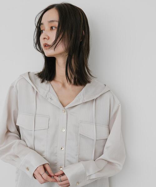 SENSE OF PLACE by URBAN RESEARCH(センスオブプレイスバイアーバンリサーチ)の「サテンフーディシャツ(シャツ/ブラウス・レディース・ブラウン/ピンク/ライトベージュ・ONE)」の14枚目の写真